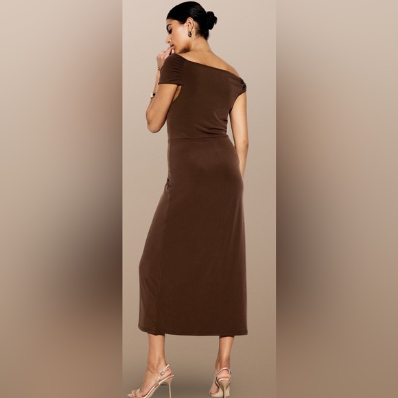 NWTS💓THE OCCASION M💓ELITE OLD NAVY LINE LUSTROUS SABLE ONE SHOULDER MIDI DRESS - Picture 10 of 16